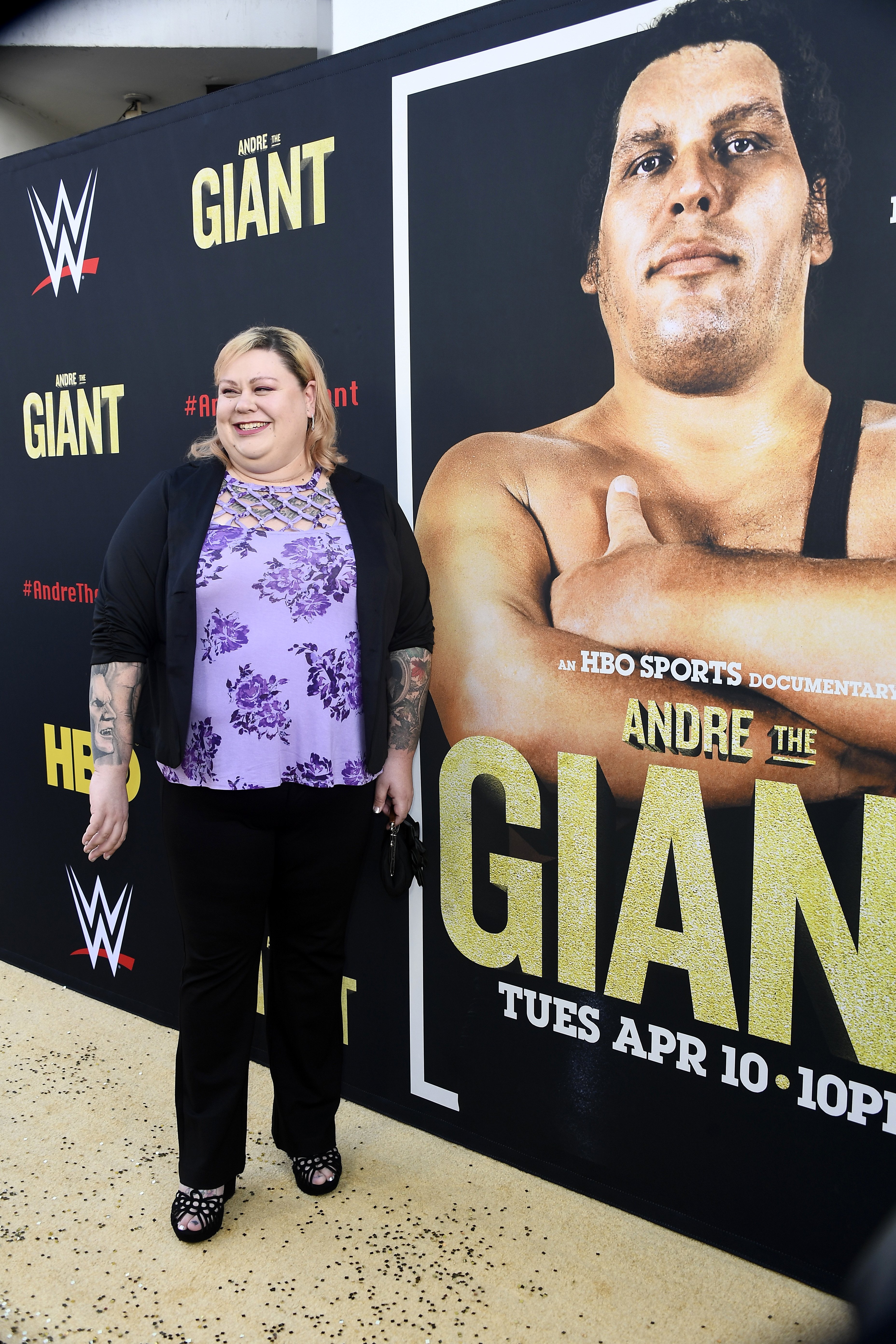 Robin Christensen, daughter of Andre the Giant, on red carpet at the Premiere Of HBO's "Andre The Giant" at The Cinerama Dome on March 29, 2018, in Los Angeles | Source: Getty Images