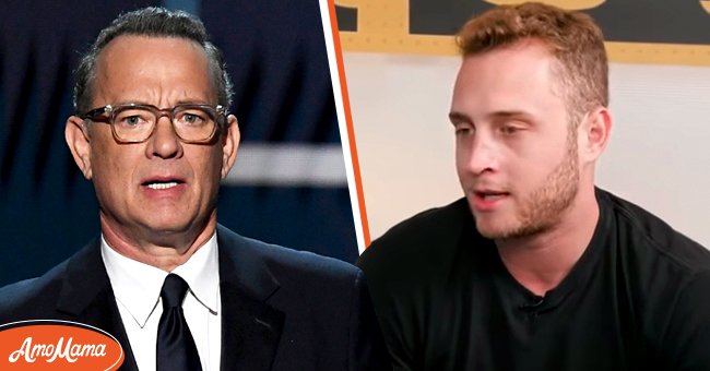A picture of  legendary actor Tom Hanks [left] Image of Tom Hank's son, Chet Hanks [right] | Photo:  youtube.com/Entertainment Tonight Getty Images