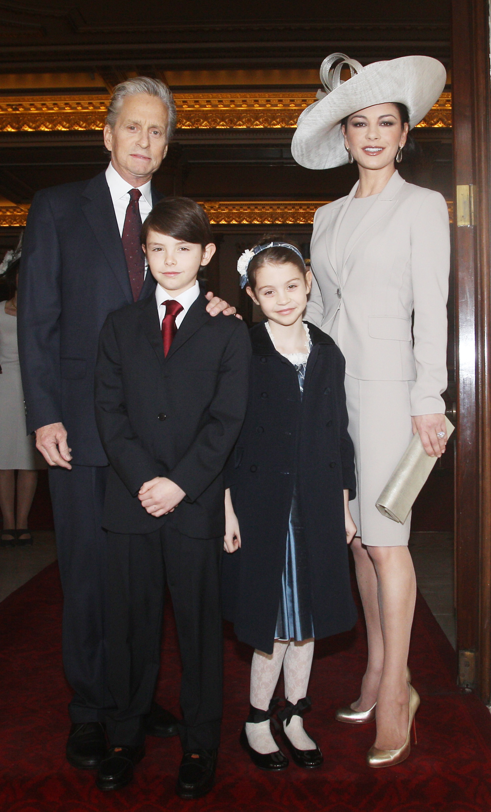 Catherine Zeta Jones and Michael Douglas with their children Dylan and Carys in London in 2011 | Source: Getty Images