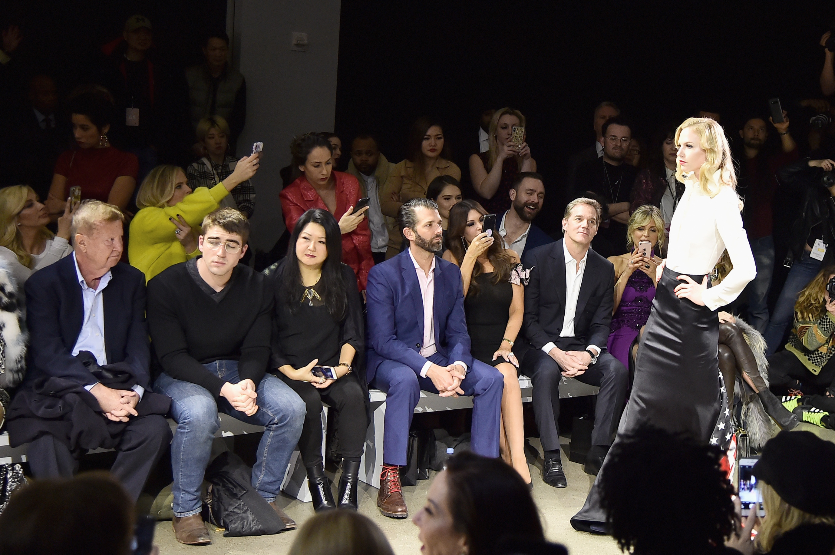 Susan Shin, Donald Trump Jr., Kimberly Guilfoyle, Bill Hemmer, and Marla Maples attend the Zang Toi runway show in Gallery II in Spring Studios during New York Fashion Week on February 13, 2019, in New York City. | Source: Getty Images