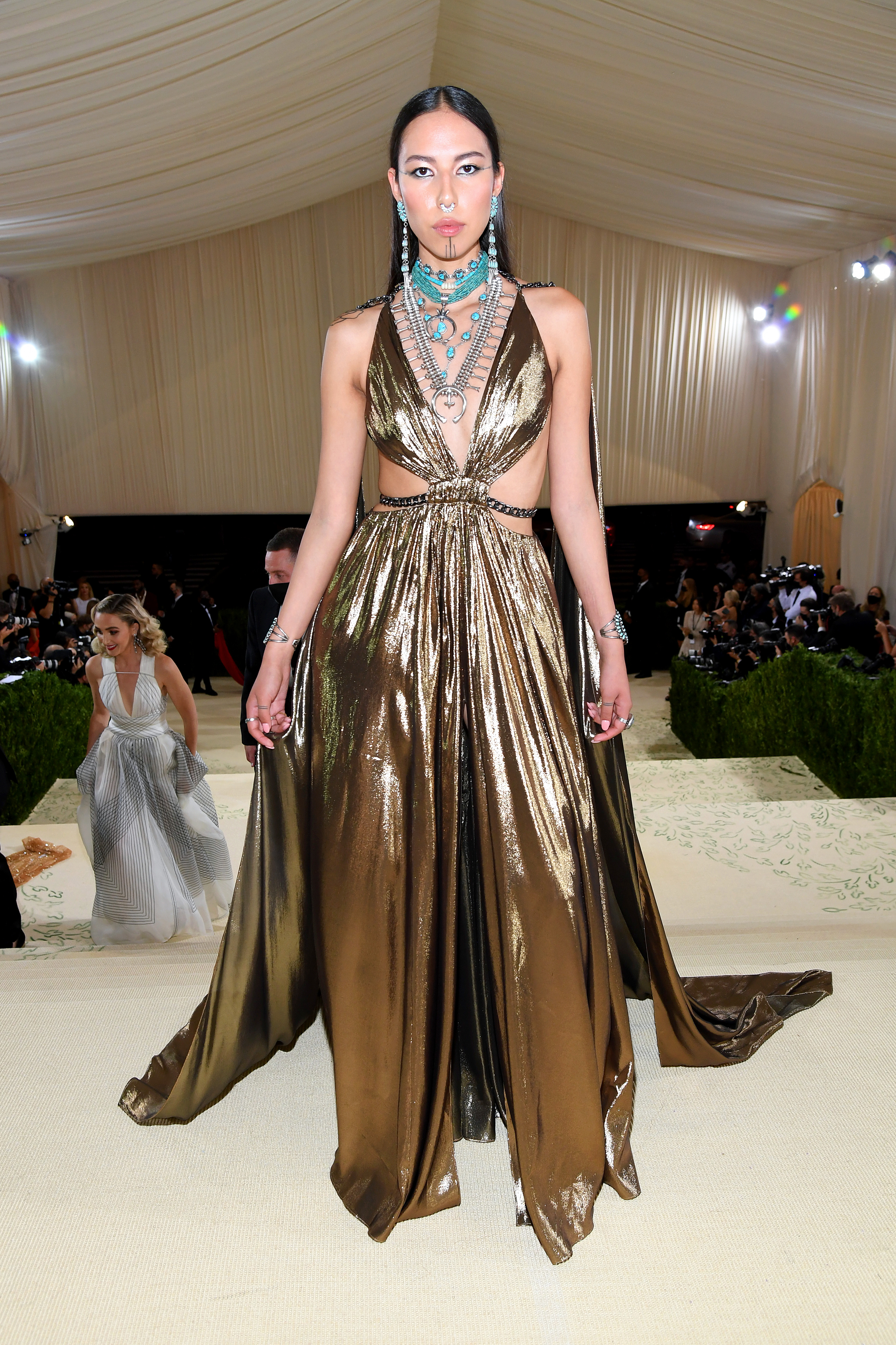 Quannah Chasinghorse at The 2021 Met Gala on September 13, 2021, in New York City. | Source: Getty Images