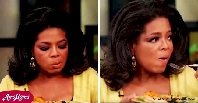 Oprah awkwardly pretends woman's unseasoned dish tastes good in hilarious viral video