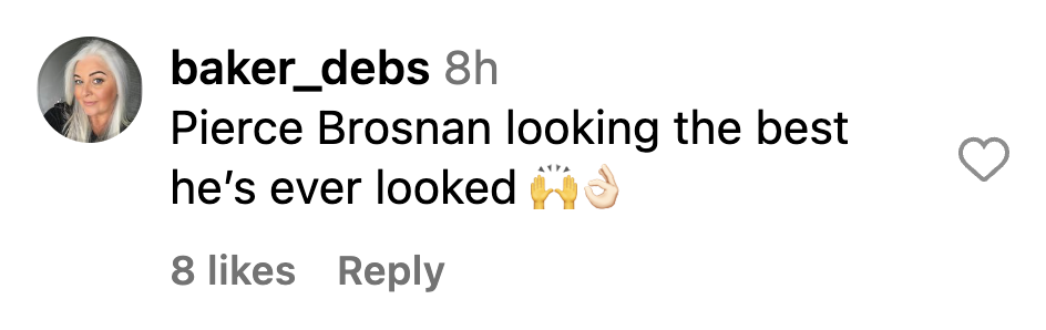 Fan comment on Pierce Brosnan's new Instagram post dated December 3, 2023 | Source: Instagram.com/piercebrosnanofficial