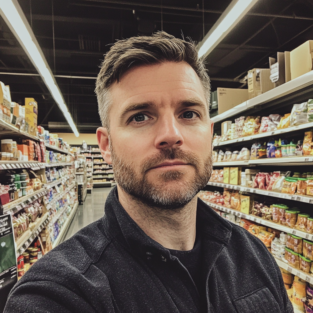 A man standing in a grocery store | Source: Midjourney