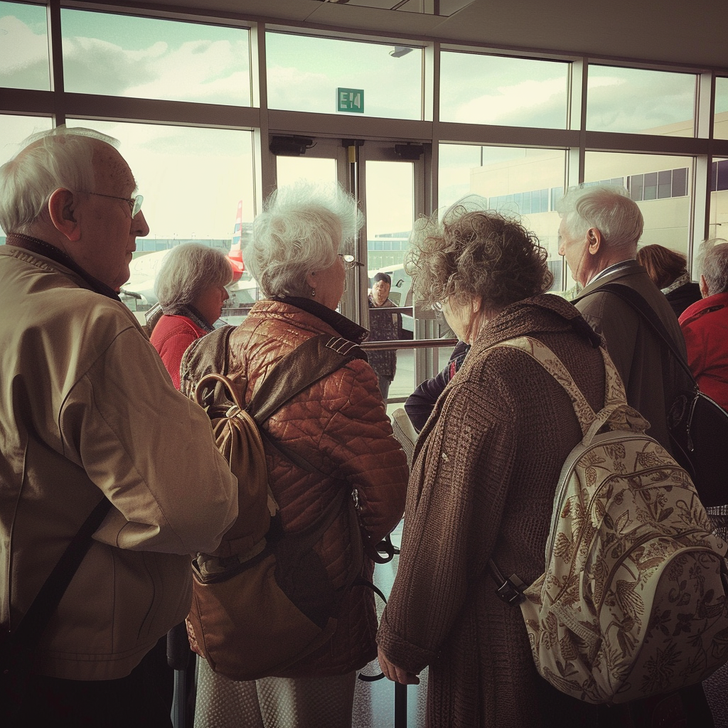 A group of elderly people standing together | Source: Midjourney