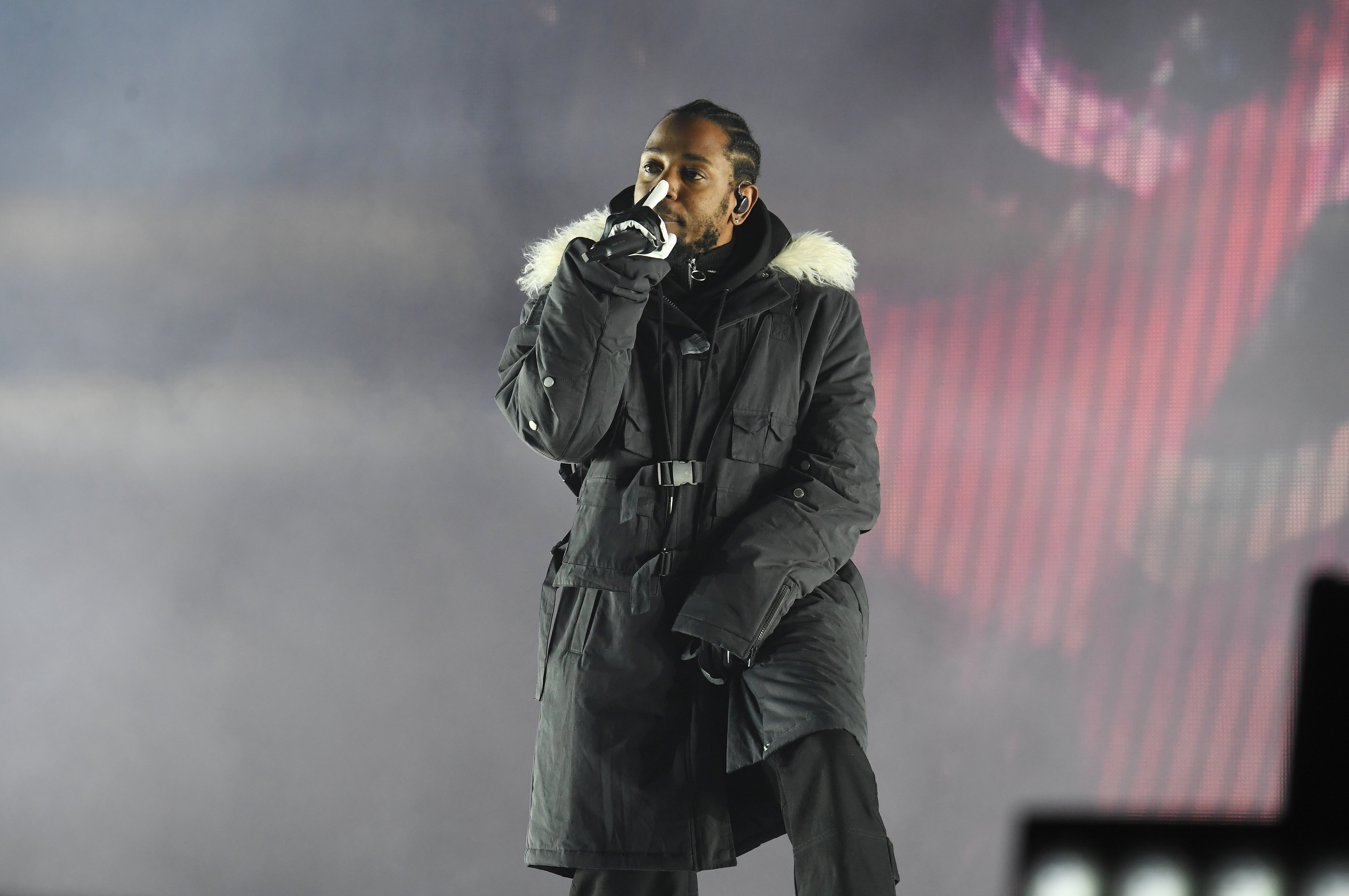 Rapper Kendrick Lamar performs during half time during 2018 College Football Playoff National Championship Game at Centennial Olympic Park on January 8, 2018 in Atlanta, Georgia. | Source: Getty Images