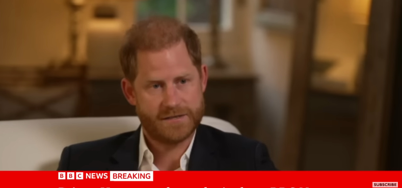 A screenshot of Prince Harry during his recent interview with BBC from a video dated May 5, 2025. | Source: YouTube/BBC News