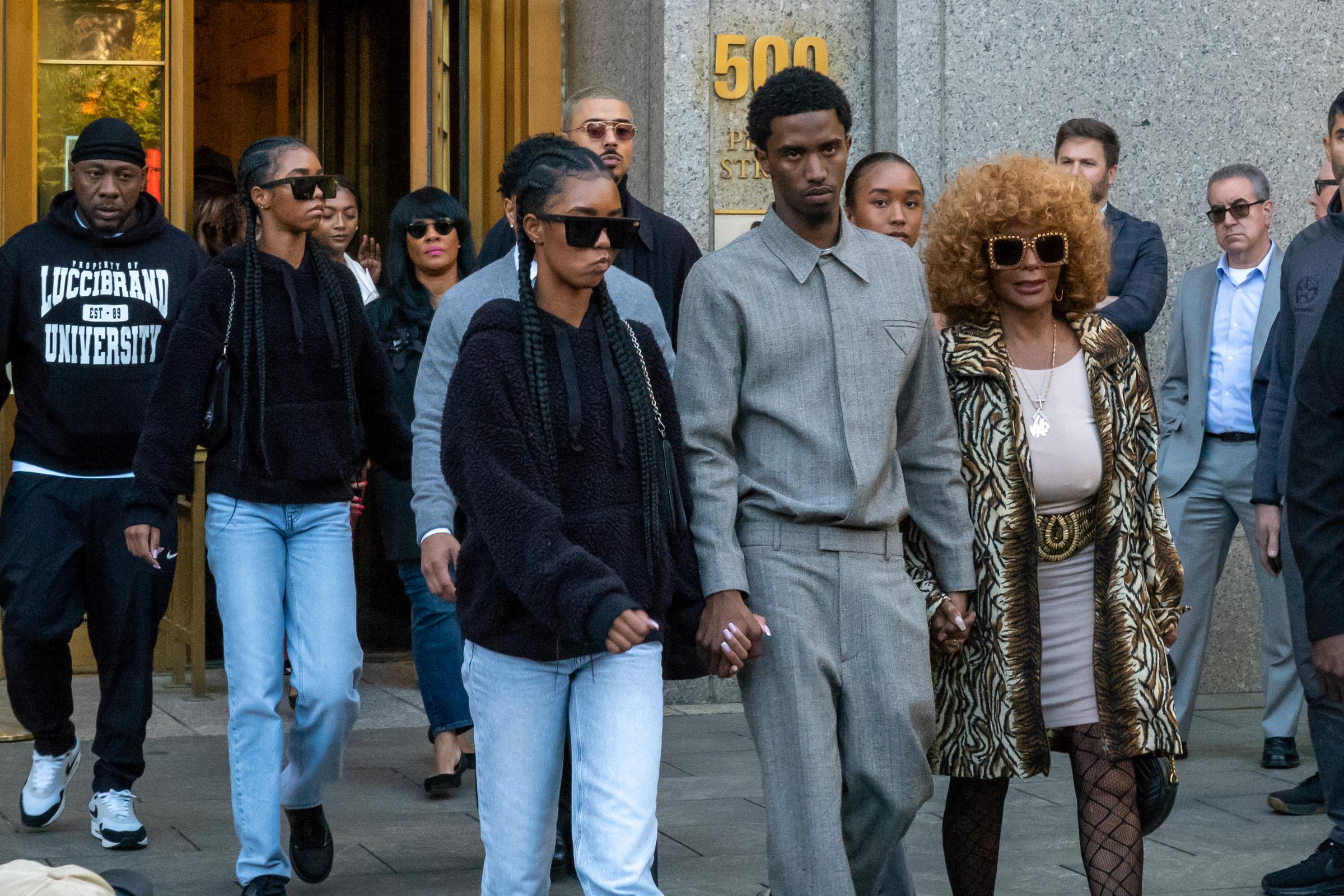 The Combs family departs from the Southern District of New York Federal Court after a pre-trial hearing for Sean 'Diddy' Combs on October 10, 2024. | Source: Getty Images.