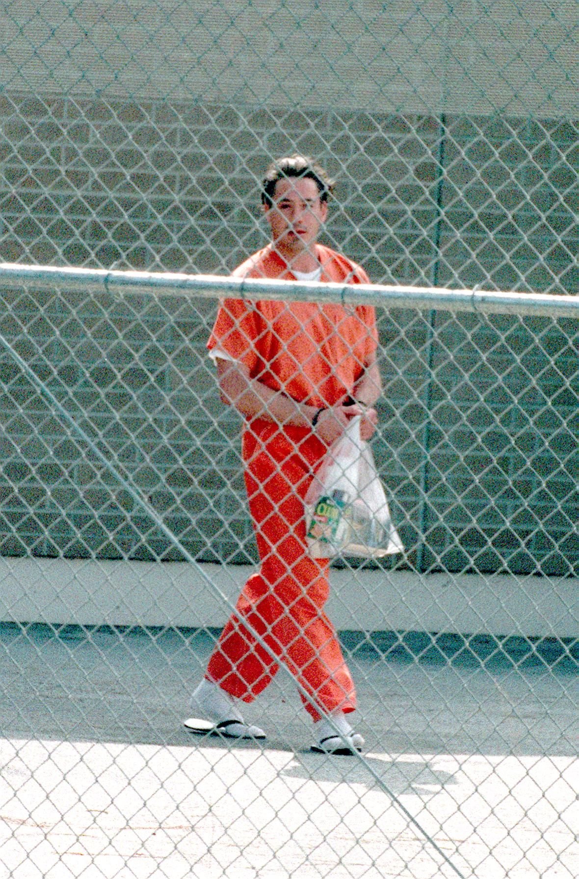 Robert Downey, Jr. after being sentenced to three years in prison in 1999 Malibu, CA | Source: Getty Images