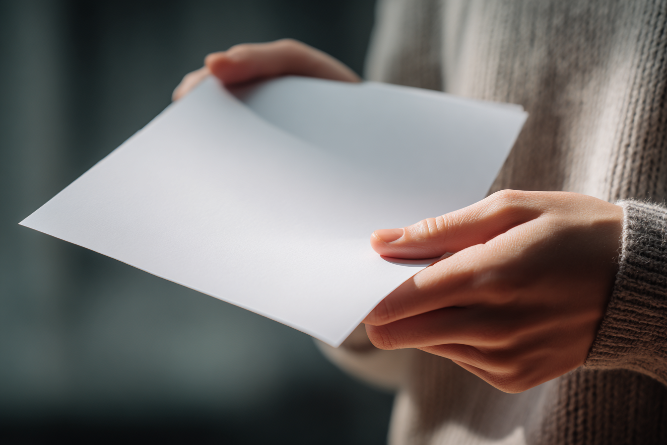 A woman holding a paper | Source: Midjourney
