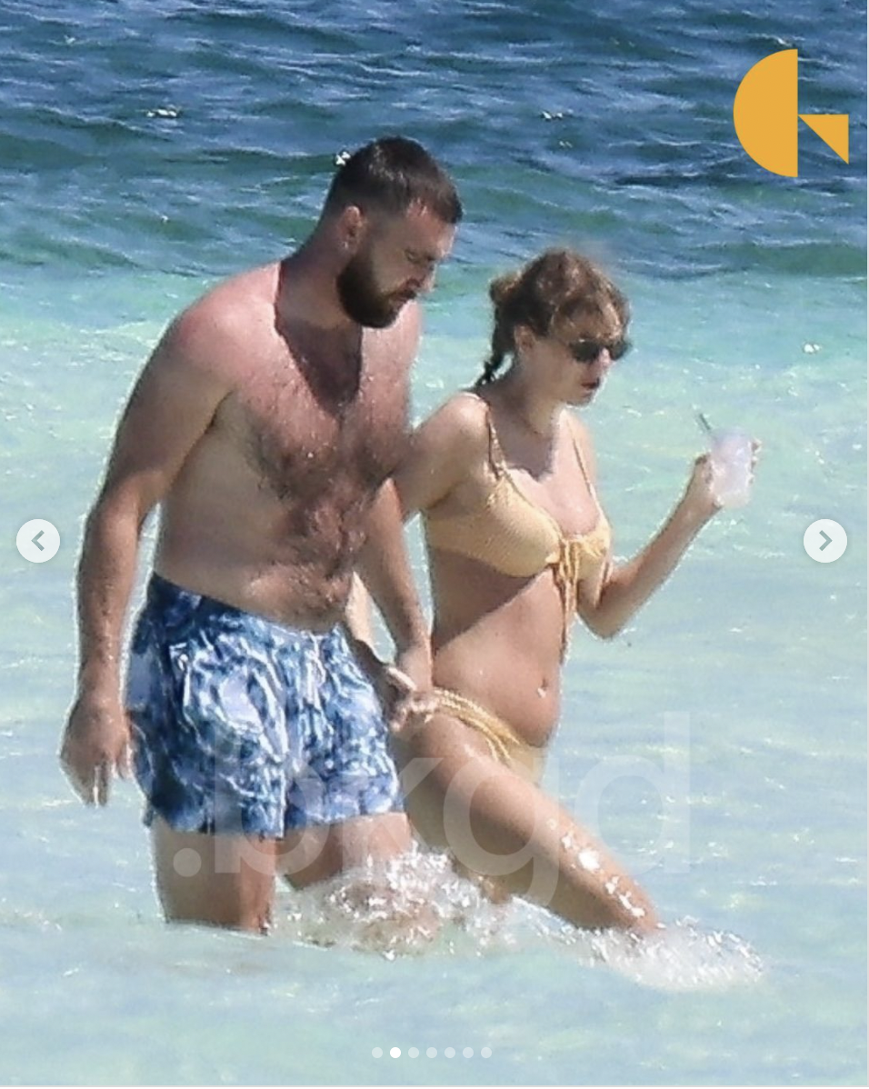 Travis Kelce and Taylor Swift during their vacation in the Bahamas on March 21, 2024  | Source: Instagram/backgrid_usa