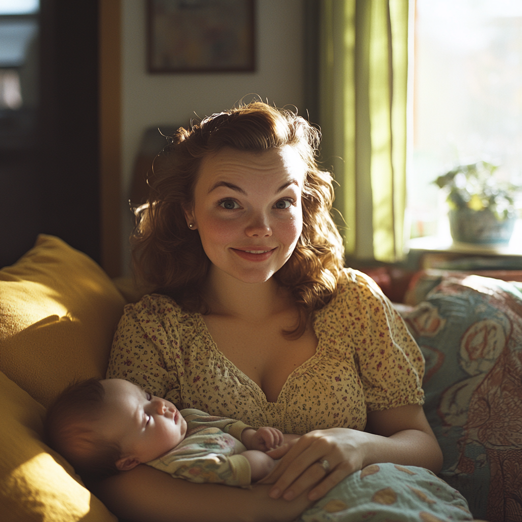 A happy woman with a baby | Source: Midjourney