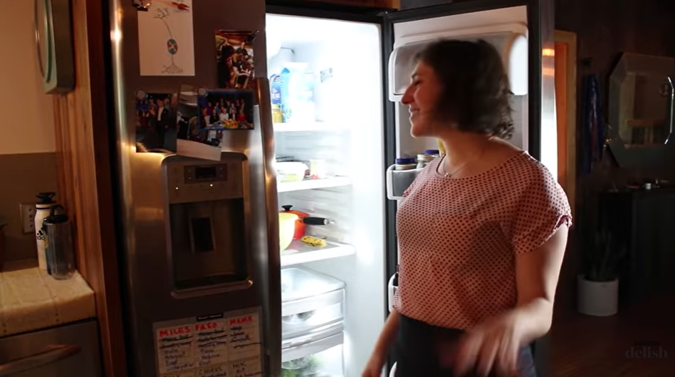 Mayim Bialik's fridge from a video dated June 23, 2020 | Source: youtube.com/delish