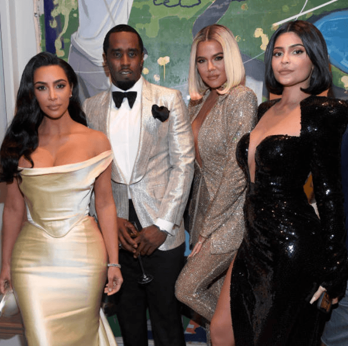 Kim Kardashian, "P. Diddy" Sean Combs, Khloe Kardashian, and Kylie Jenner pose together at "P. Diddy's" 50th Birthday party, on December 14, 2019, in Los Angeles, California | Source: Kevin Mazur/Getty Images for Sean Combs