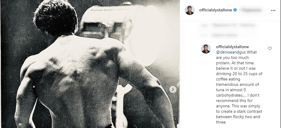 Screenshot of Sylvester Stallone's comment on his Instagram photo. | Source: Instagram/OfficialSlyStallone