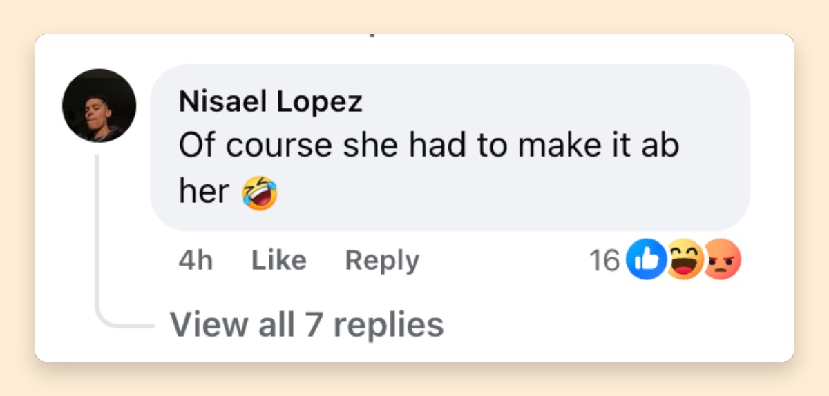 Netizen comment about Taylor Swift, posted on March 27, 2026. | Source: Facebook/People