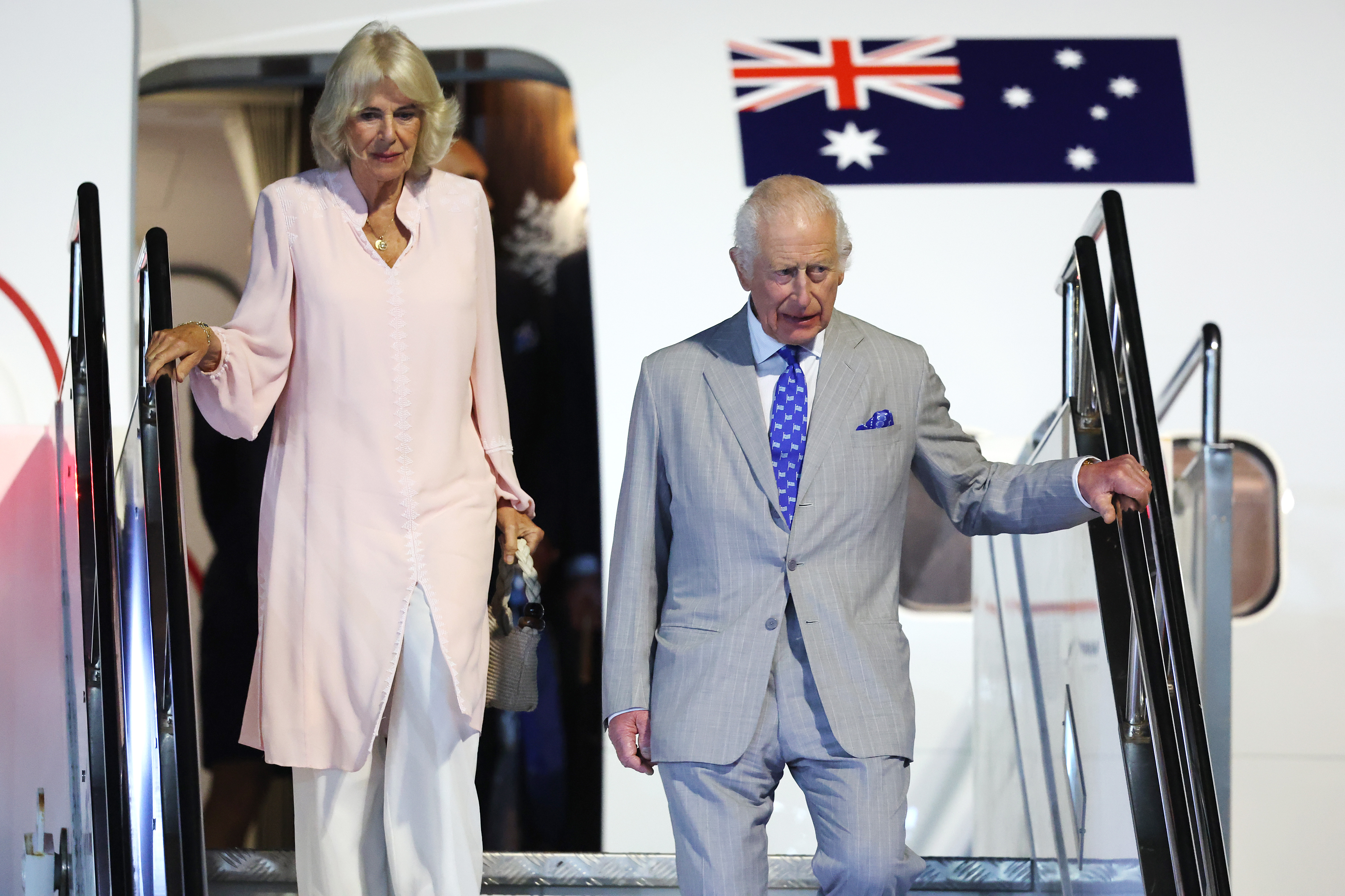 King Charles III and Queen Camilla arrive at Faleolo International Airport on October 23, 2024, in Apia, Samoa. | Source: Getty Images