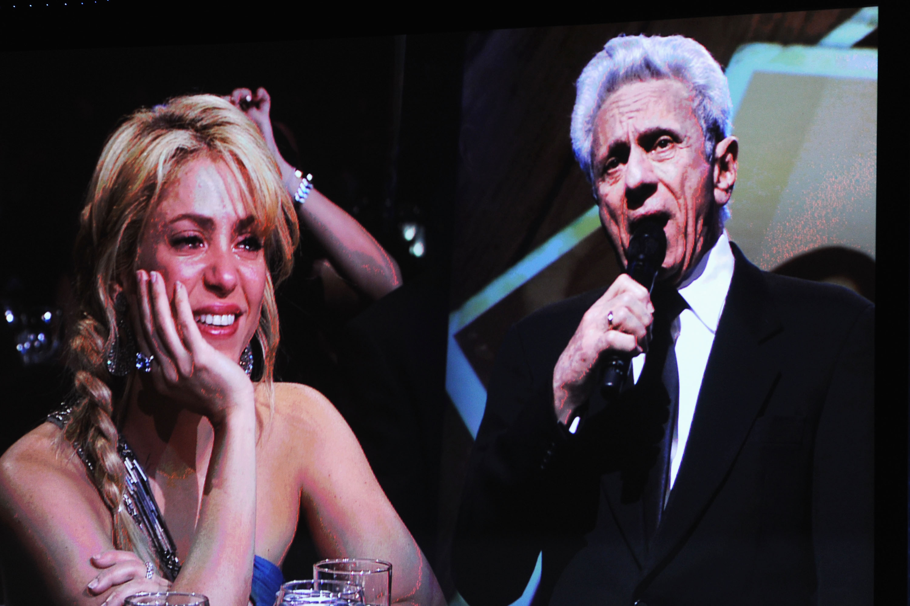 Shakira watches her father, William Mebarak Chadid perform onstage on November 9, 2011 in Las Vegas, Nevada. | Source: Getty Images