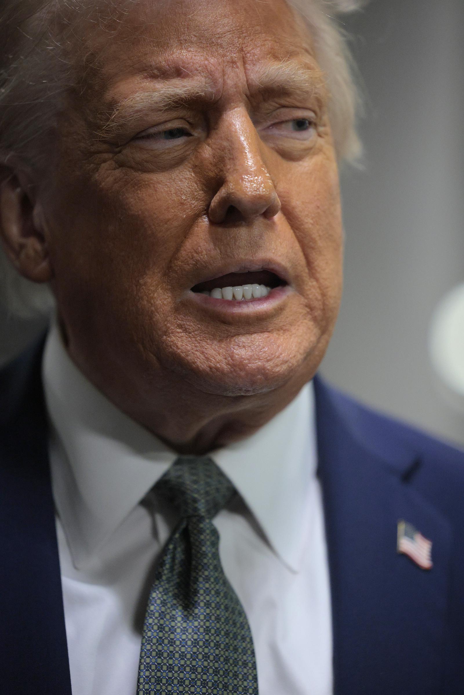 President Donald Trump speaks to the media during a guided tour of the John F. Kennedy Center for the Performing Arts on March 17, 2025, in Washington, D.C. | Source: Getty Images