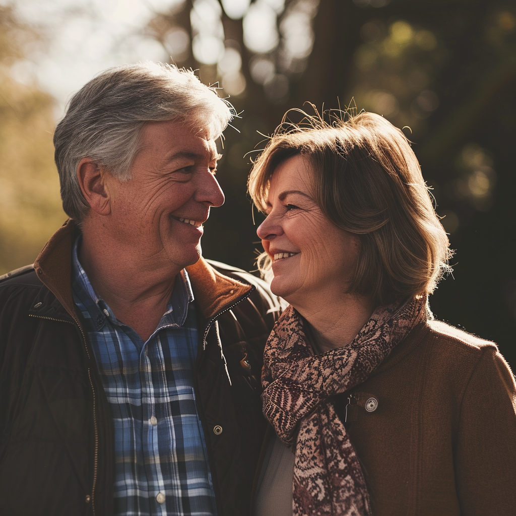 Um casal mais velho sorridente | Fonte: Midjourney