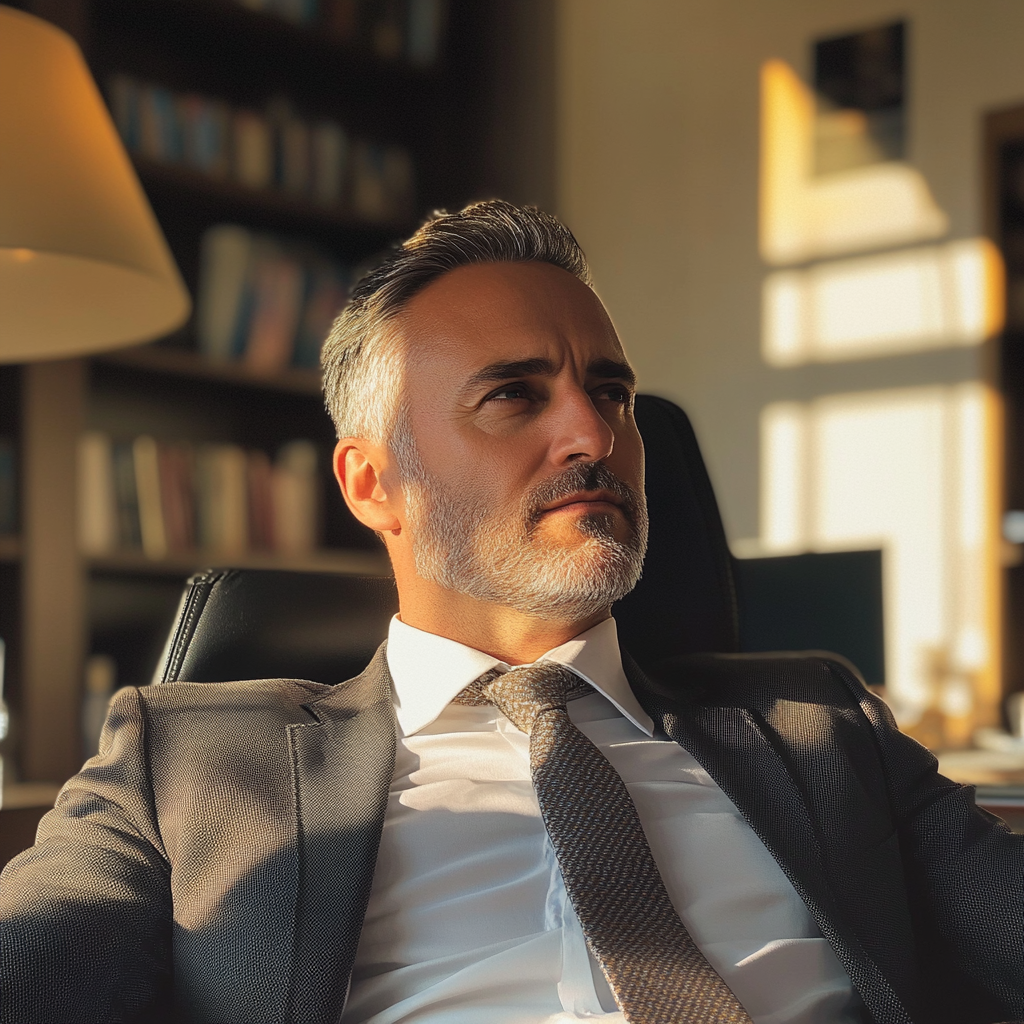 A man sitting at his desk | Source: Midjourney