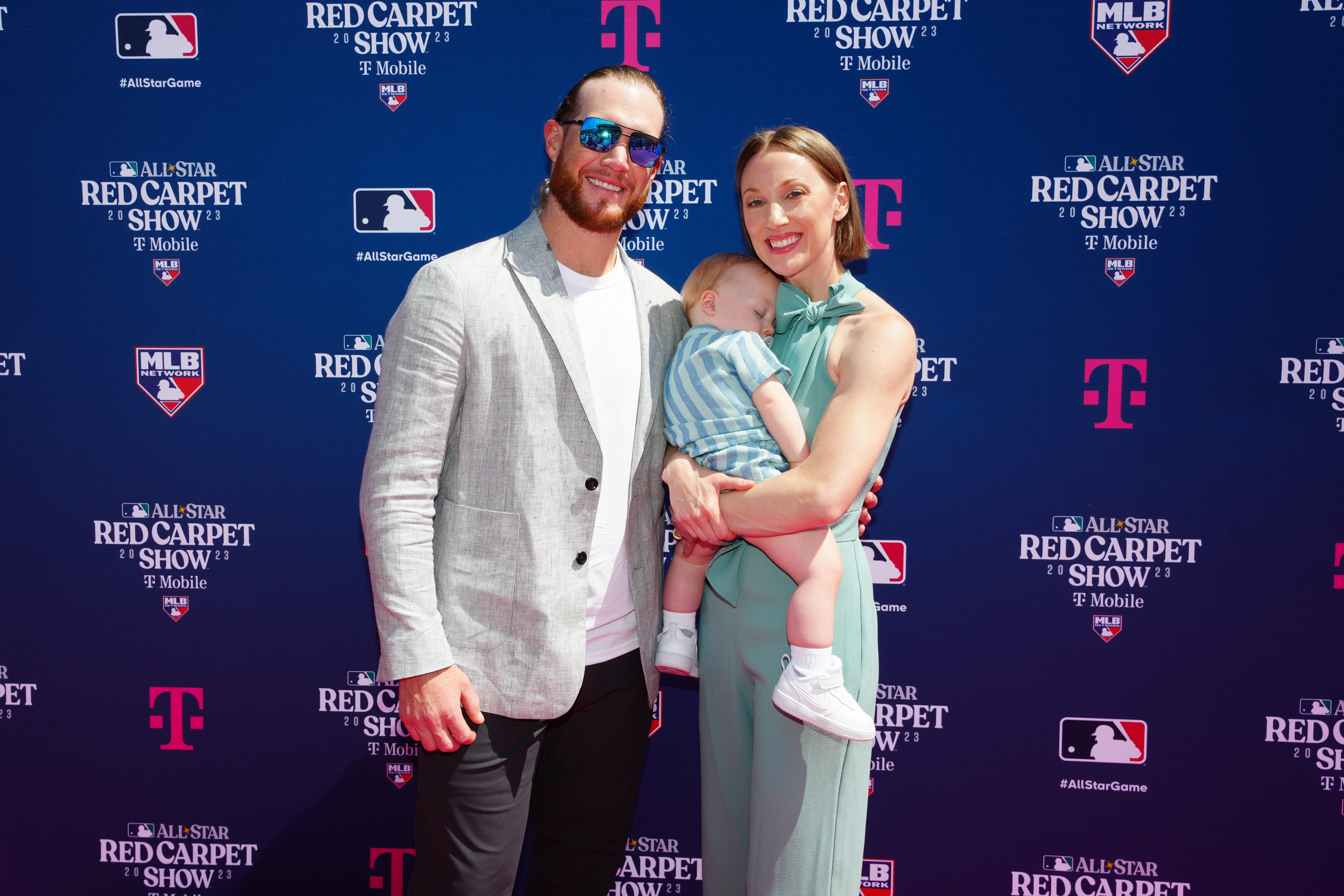 Craig Kimbrel and Ashley Holt Kimbrel with their son Joseph Kimbrel at Pike Place Market on Tuesday, July 11, 2023, in Seattle, Washington. | Source: Getty Images