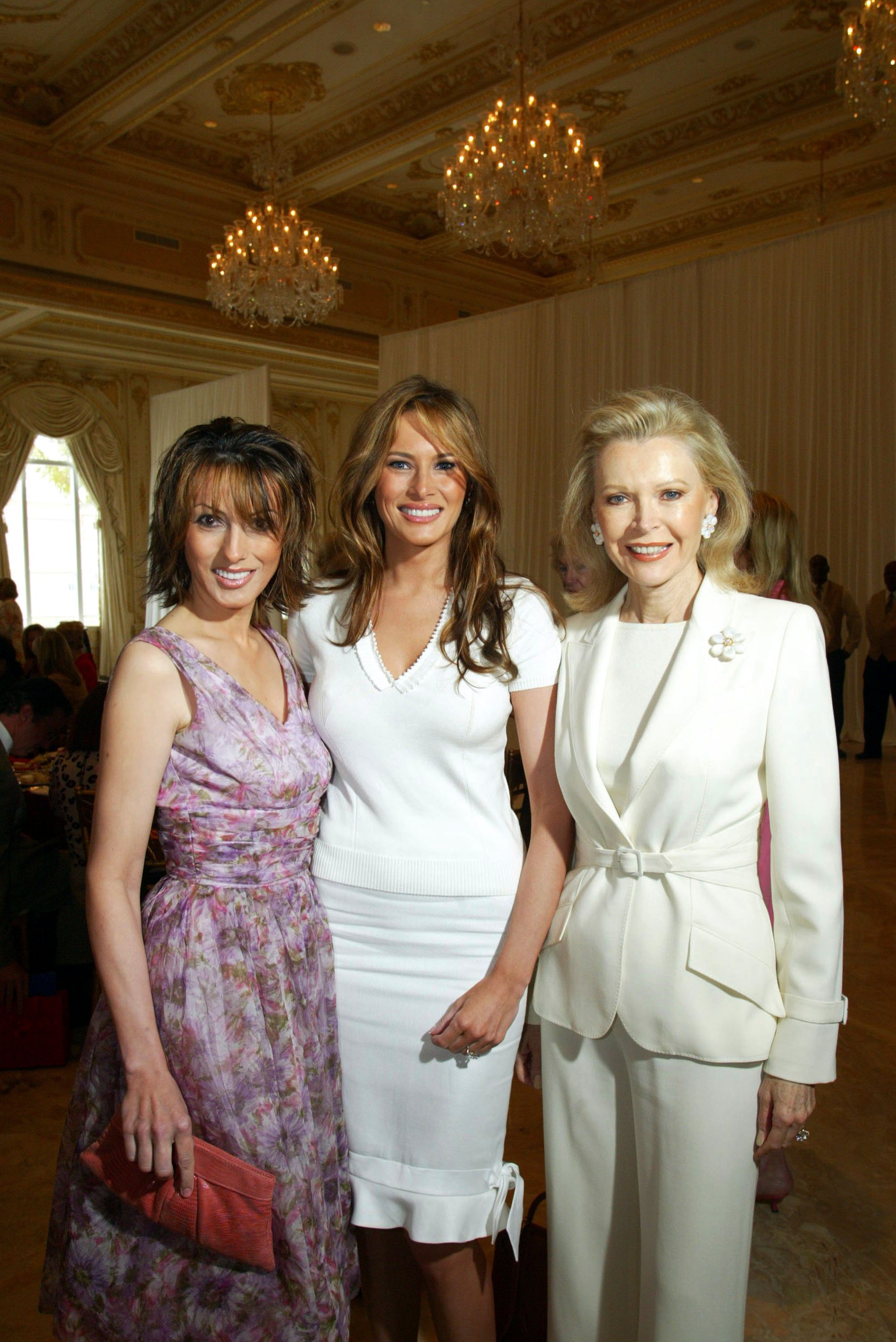 Ines Knauss, Melania Trump, and Audrey Gruss attend the Valentino Fashion Luncheon at Mar-a-Lago February 4, 2005 | Photo: GettyImages