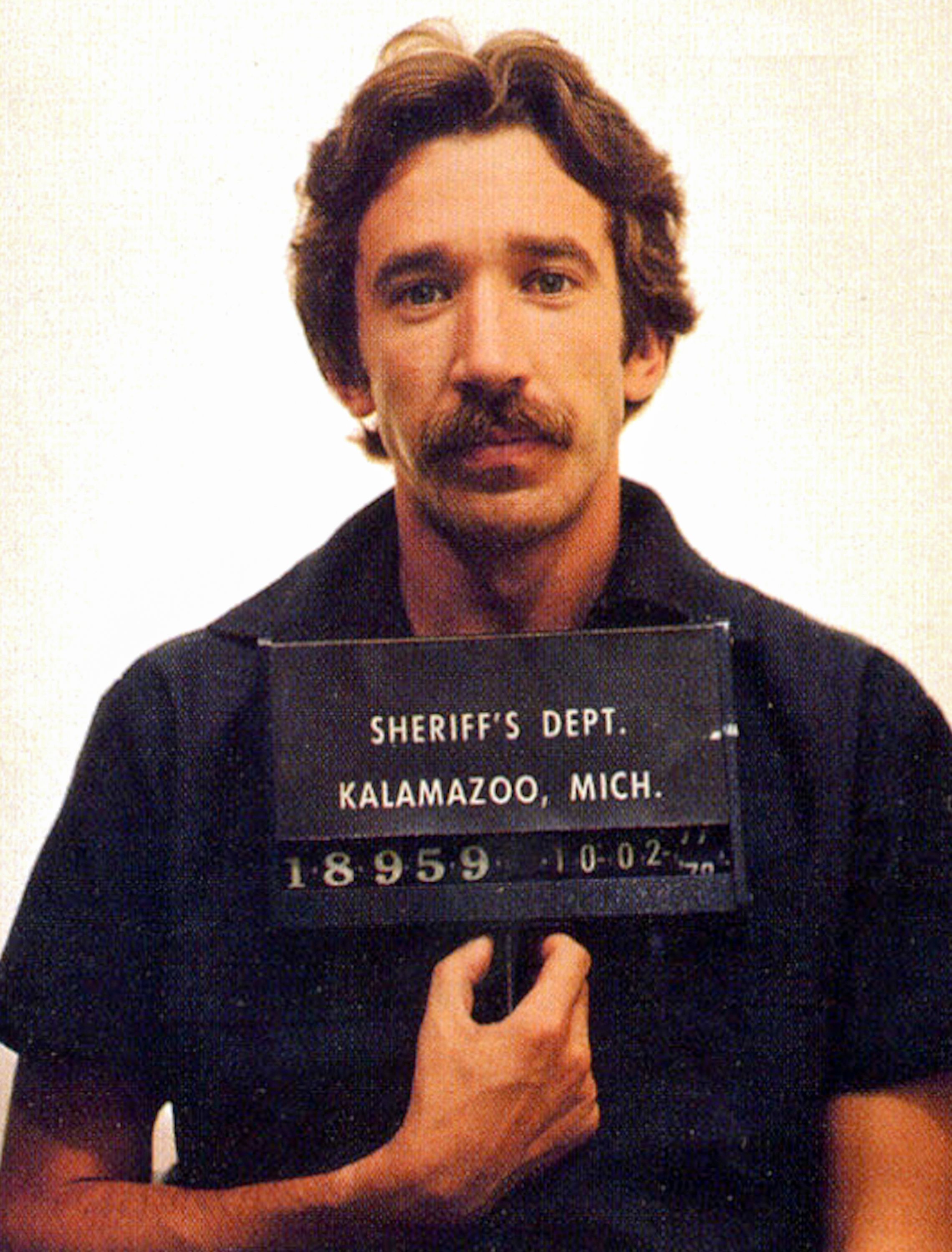Tim Allen's mug shot following his arrest in Kalamazoo, Michigan, US, October 2, 1978. | Source: Getty Images