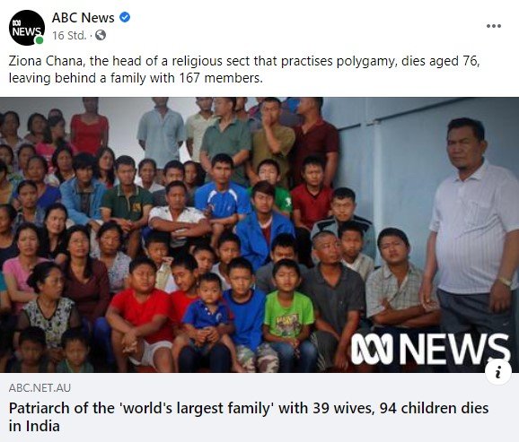 ABC berichtet über den Tod von Ziona Chana. I Quelle: facebook.com/abcnews.au
