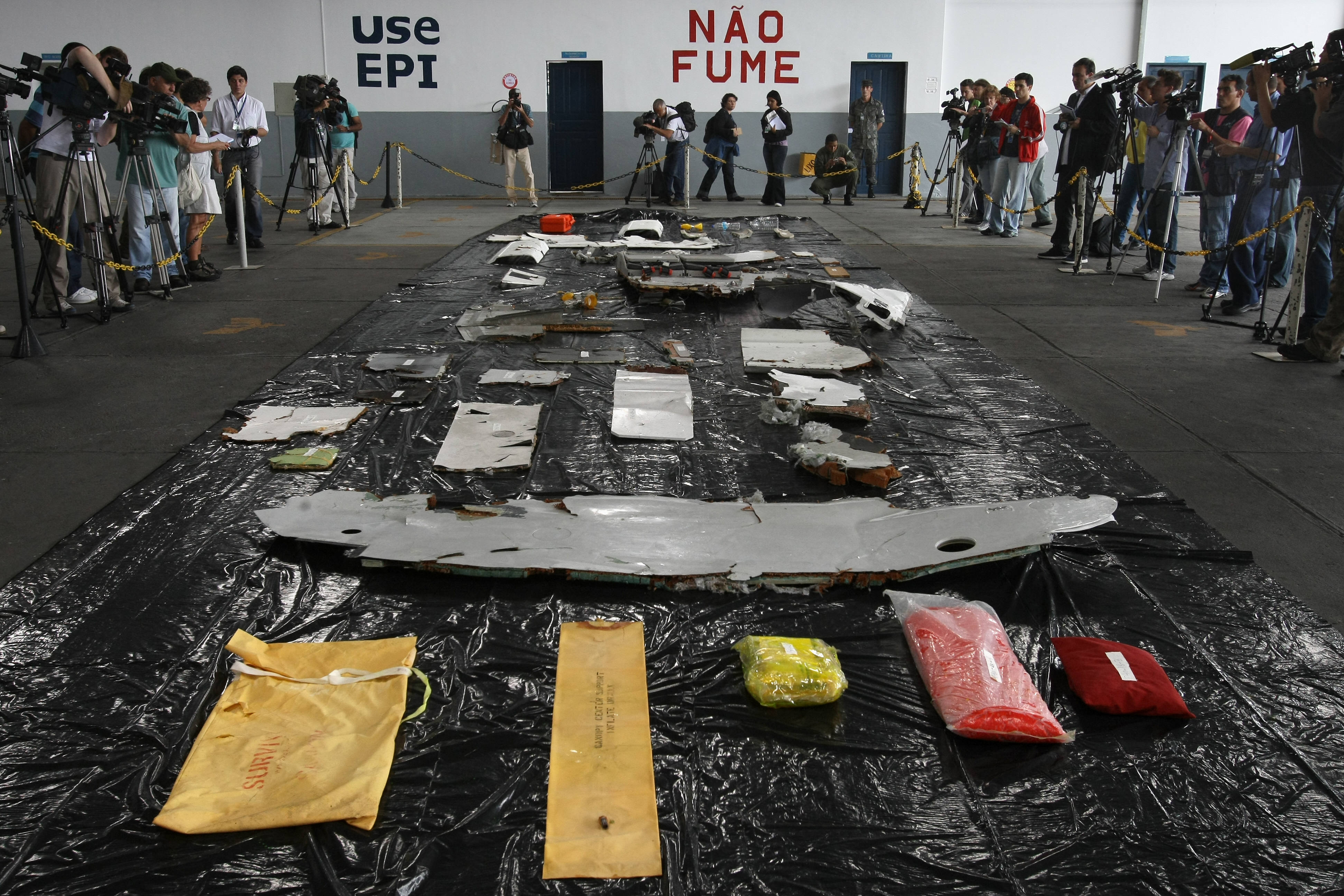 Wreckage pieces from the Air France A330 aircraft, flight AF447 that crashed in 2009 | Source: Getty Images