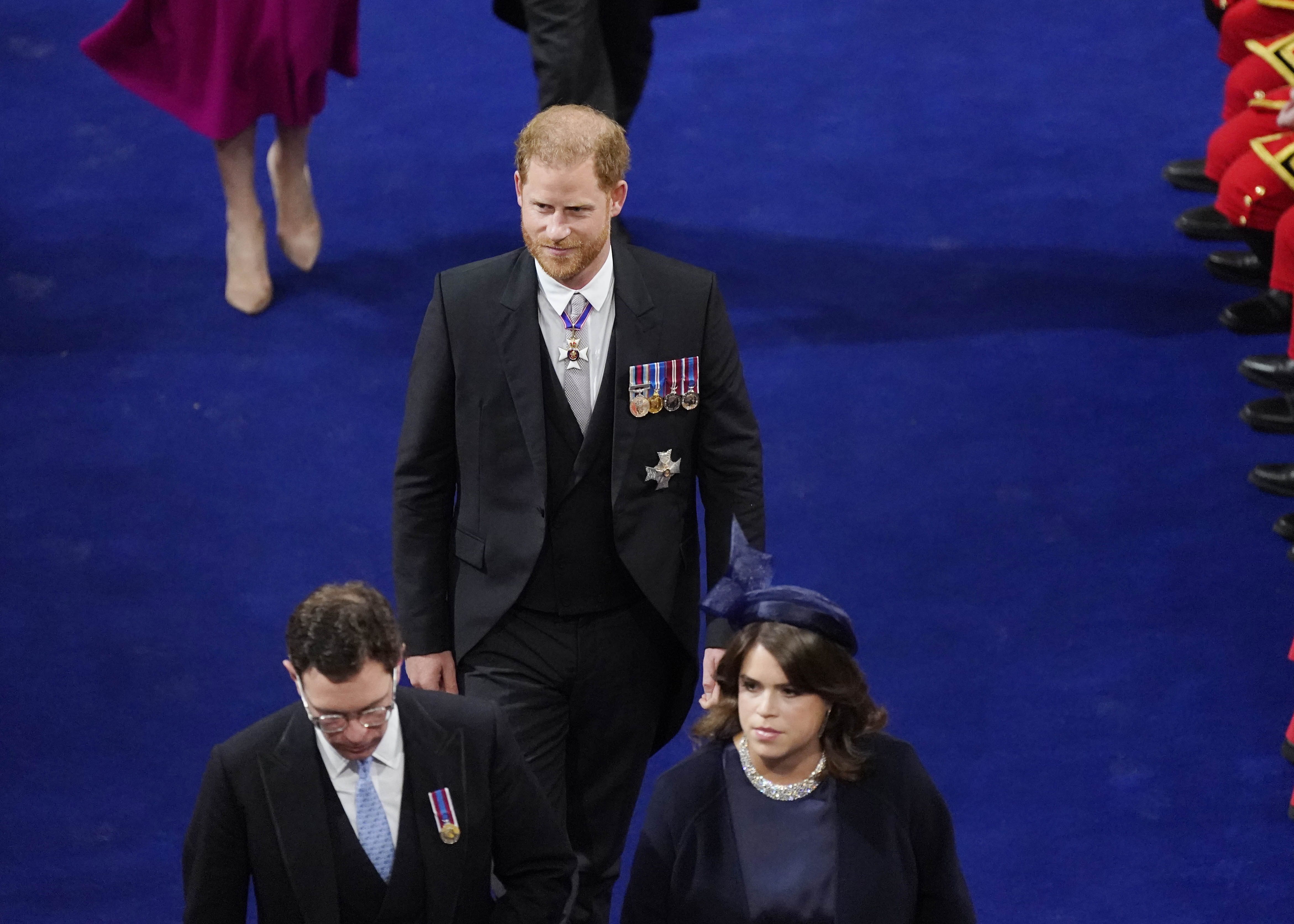 Prince Harry, Princess Eugenie, and Jack Brooksbank. | Source: Getty Images