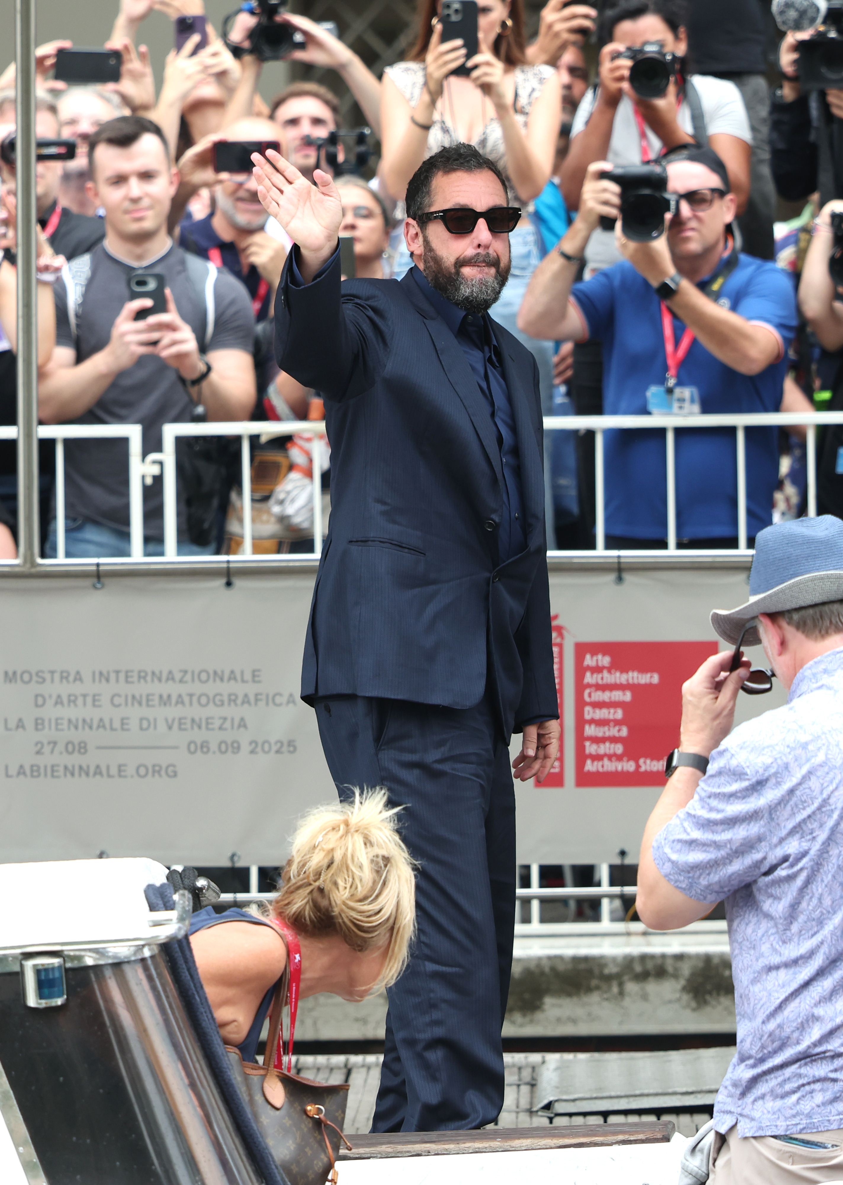 Adam Sandler arrives at Palazzo del Casinò for the "Jay Kelly" photocall during the 82nd Venice International Film Festival on August 28, 2025, in Italy | Source: Getty Images