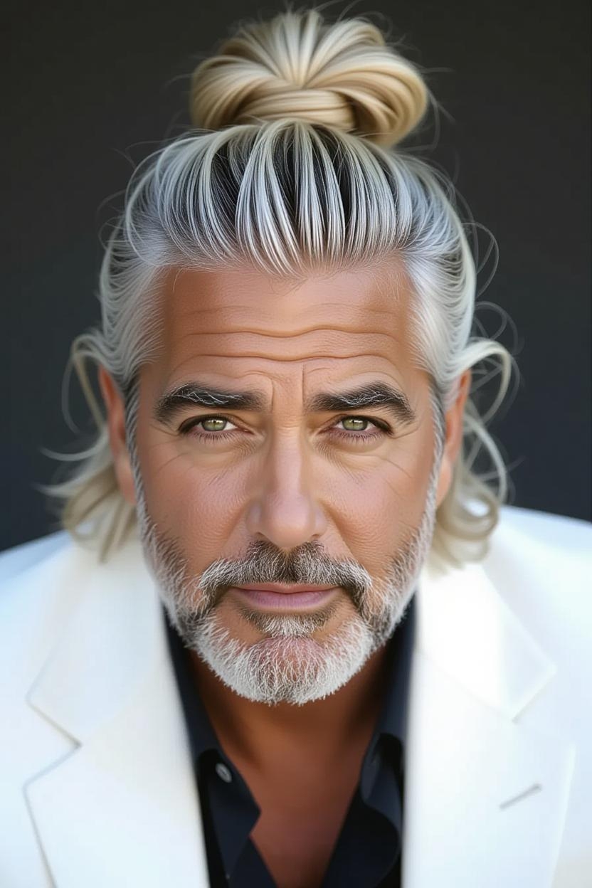 An AI-generated image of George Clooney with a different hairstyle | Source: Grok