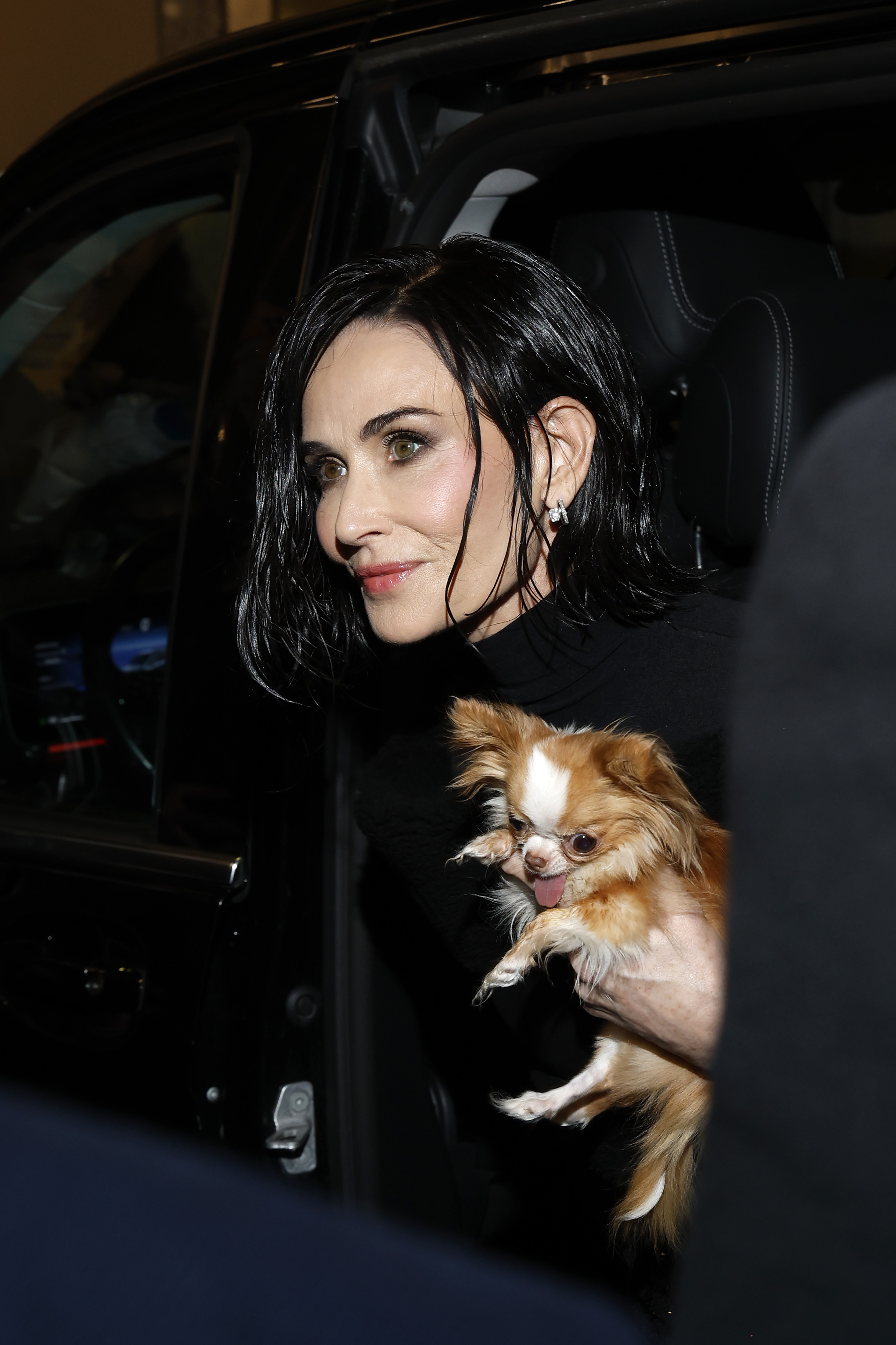 Demi Moore is seen arriving at the Gucci FW26 Dinner at Baretto on February 27, 2026, in Milan, Italy.