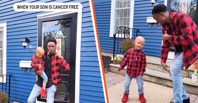 Kennith Allen Thomas can be seen dancing with his son, Kristian, to celebrate his being free of cancer. | Photo: instagram.com/kennyclutch_