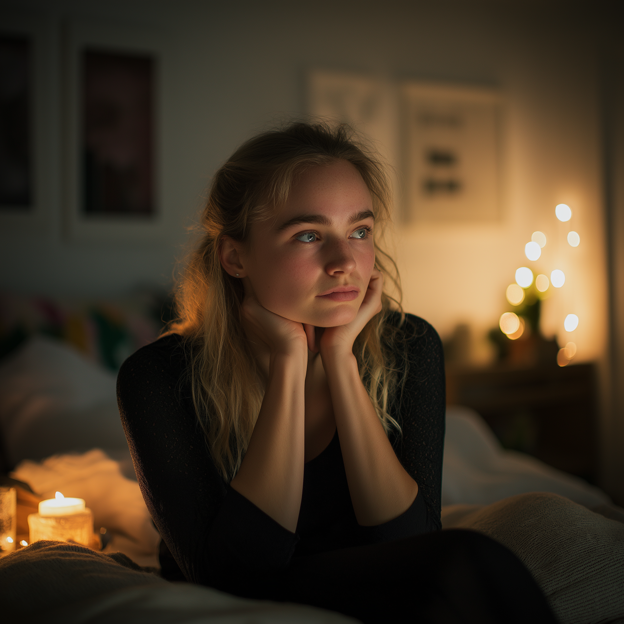 A woman looks upset and thoughtful | Source: Midjourney