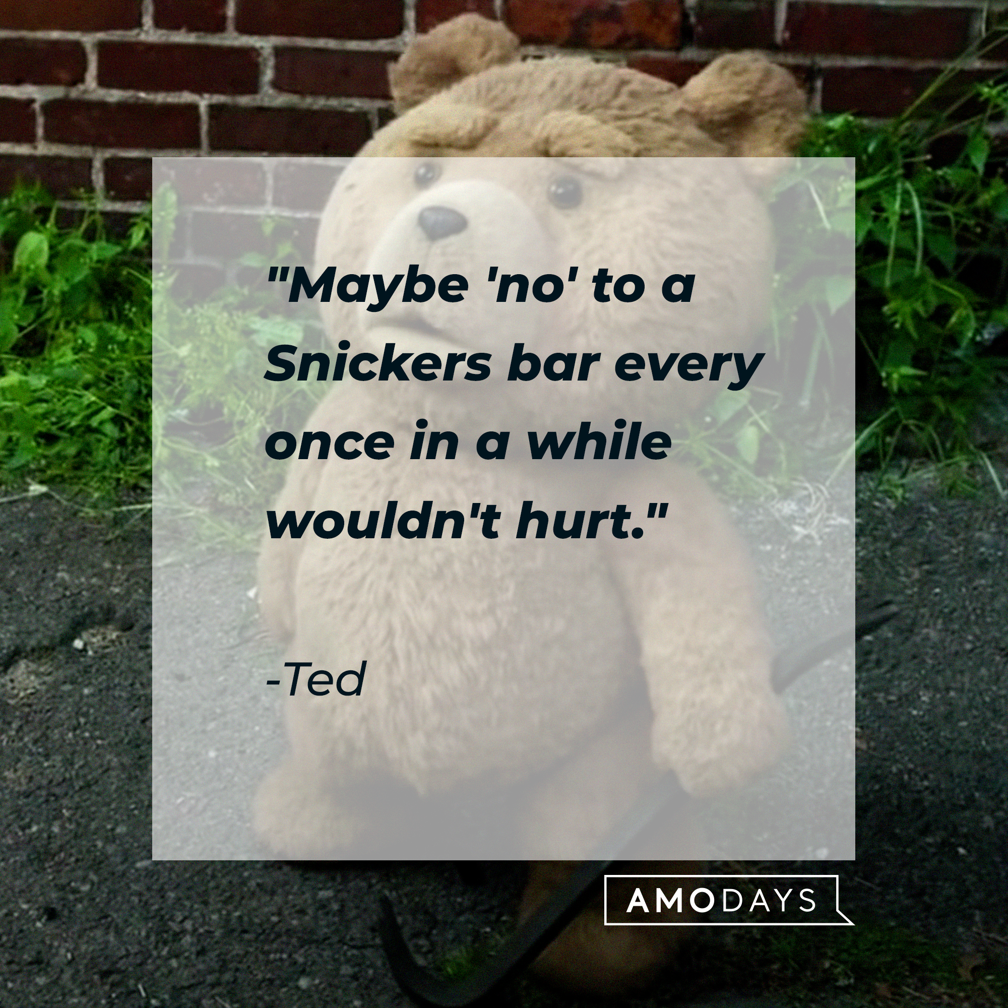 Ted's quote: "Maybe 'no' to a Snickers bar every once in a while wouldn't hurt." | Source: facebook.com/tedisreal