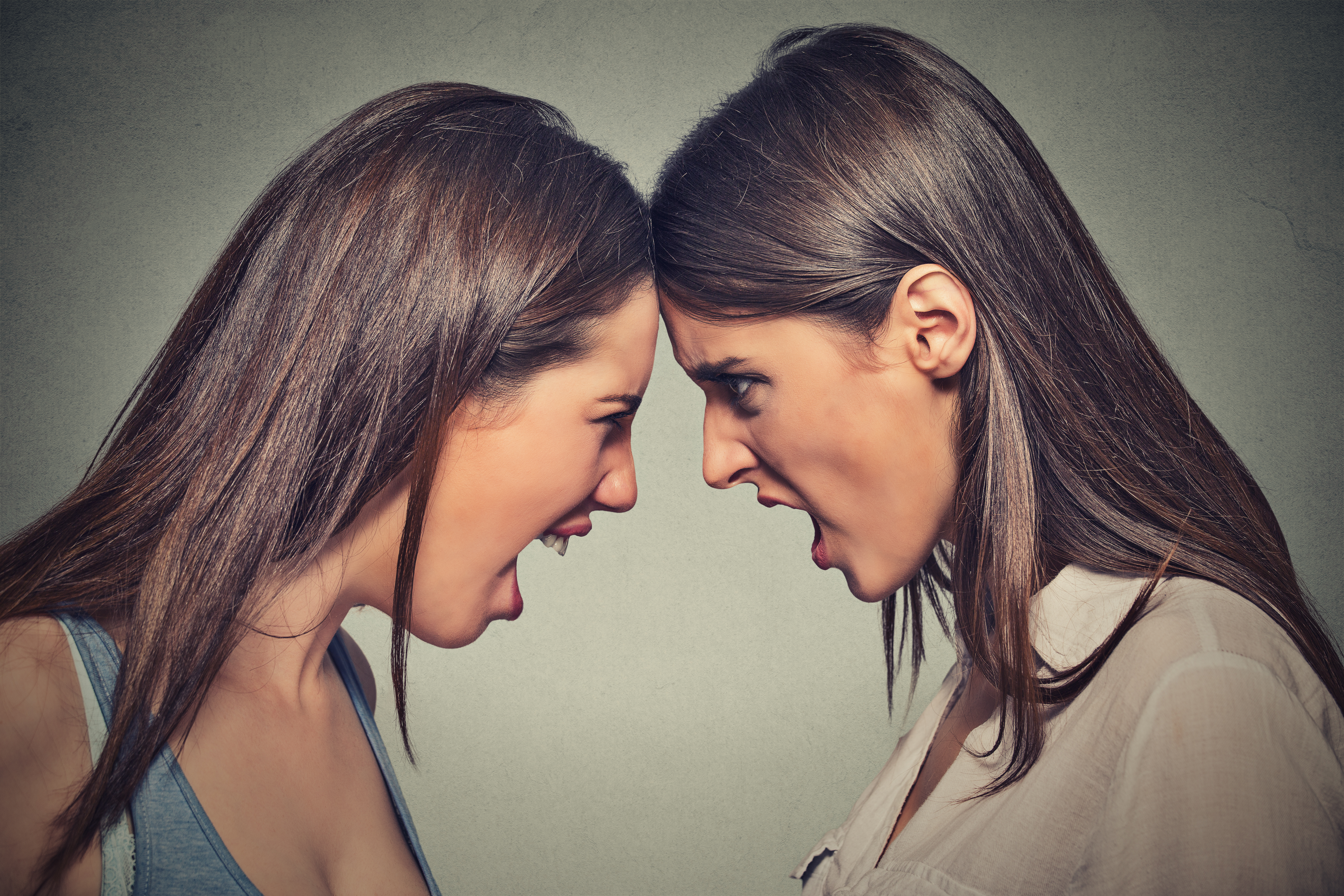 Two sisters, head to head, fighting | Source: Shutterstock