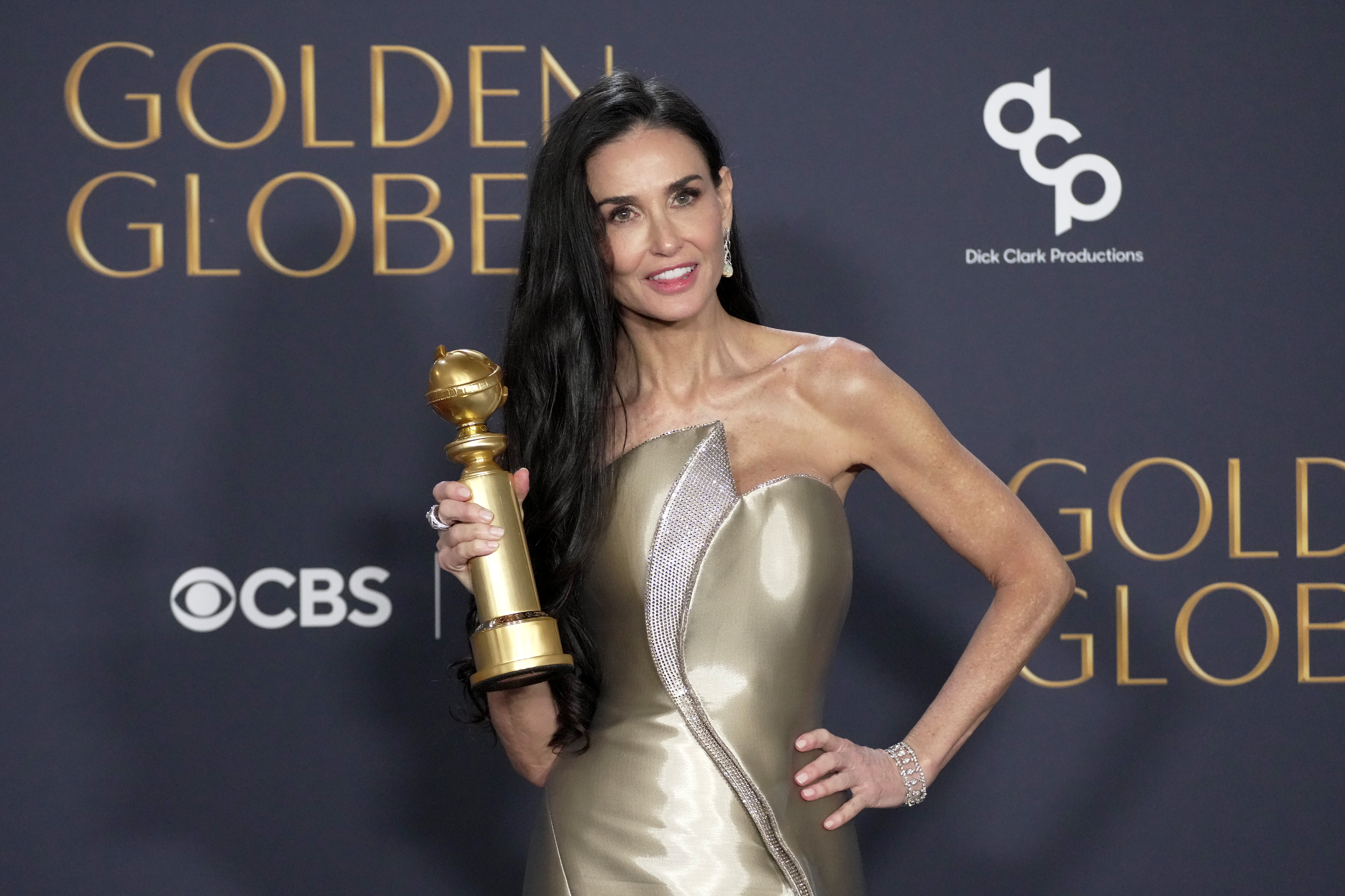 Demi Moore poses in the press room at the 82nd Annual Golden Globe Awards at The Beverly Hilton on January 05, 2025, in Beverly Hills, California | Source: Getty Images