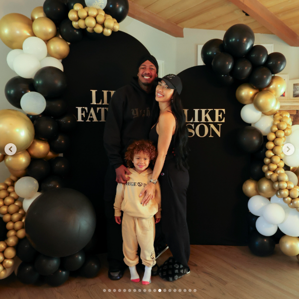 Nick Cannon and Bre Tiesi posing with their son, Legendary, for Father's Day, posted on June 22, 2026. | Source: Instagram/bre_tiesi