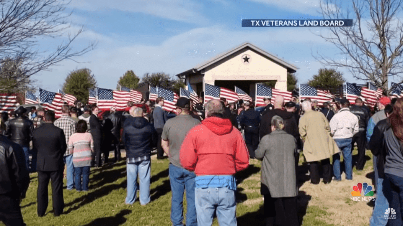 People attending Joseph Walker's funeral at the Central Texas State Veterans Cemetery in Killeen, Texas | Source: YouTube/NBC News