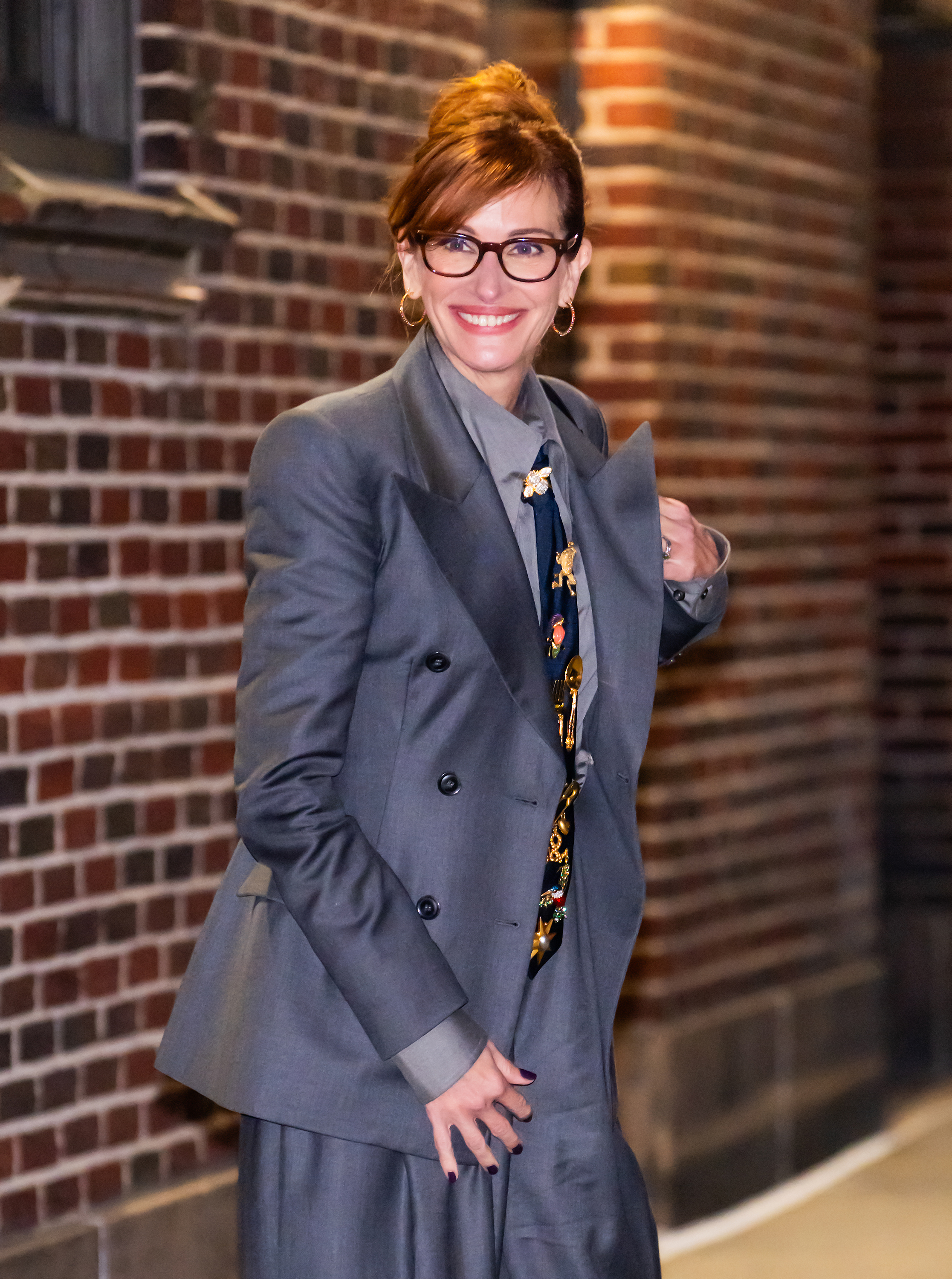 Julia Roberts is seen leaving "The Late Show With Stephen Colbert" at Ed Sullivan Theater on October 1, 2025, in New York City. | Source: Getty Images