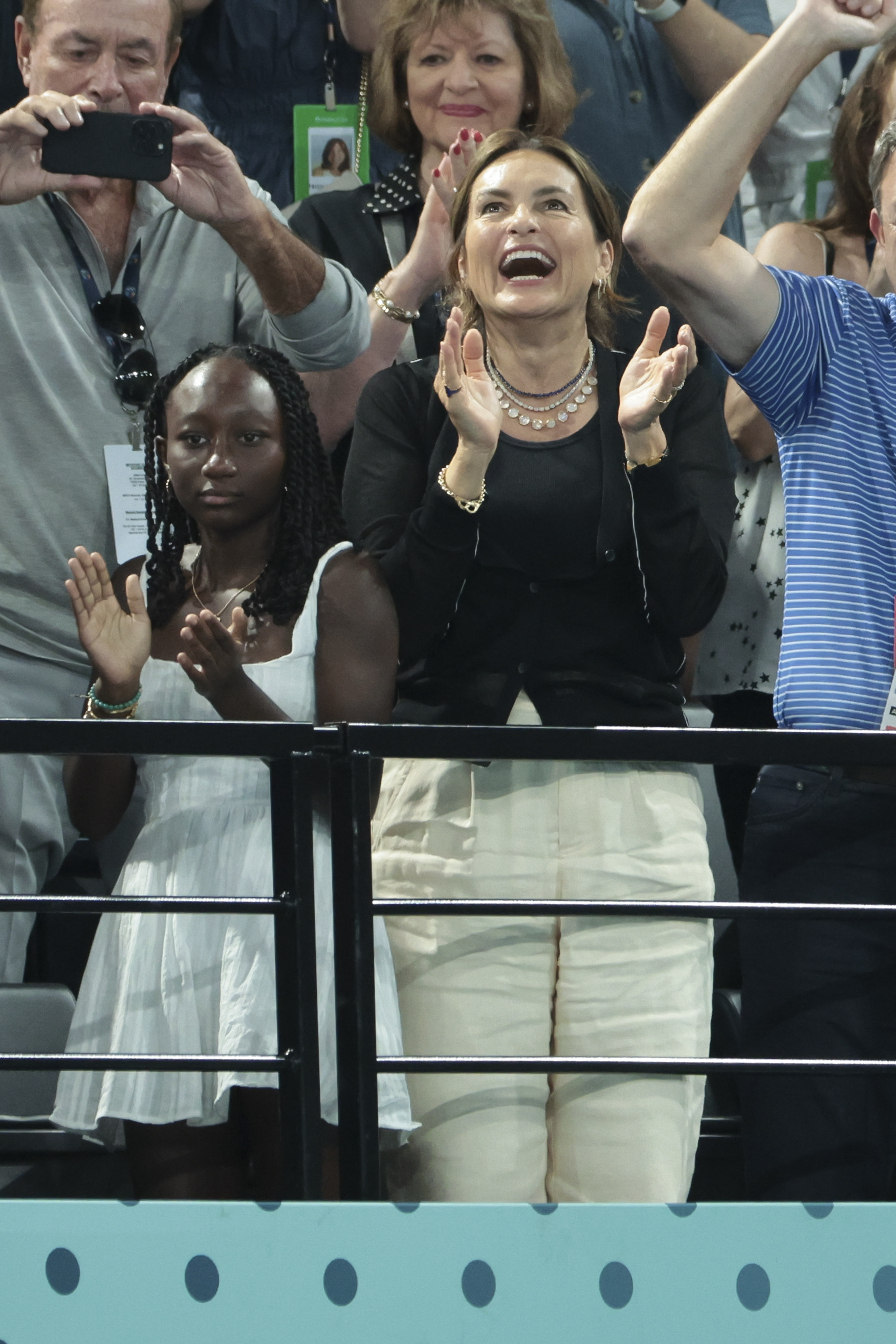 Mariska Hargitay and her daughter Amaya Hermann at the Olympic Games Paris 2024 at Bercy Arena on August 1, 2024, in Paris, France. | Source: Getty Images