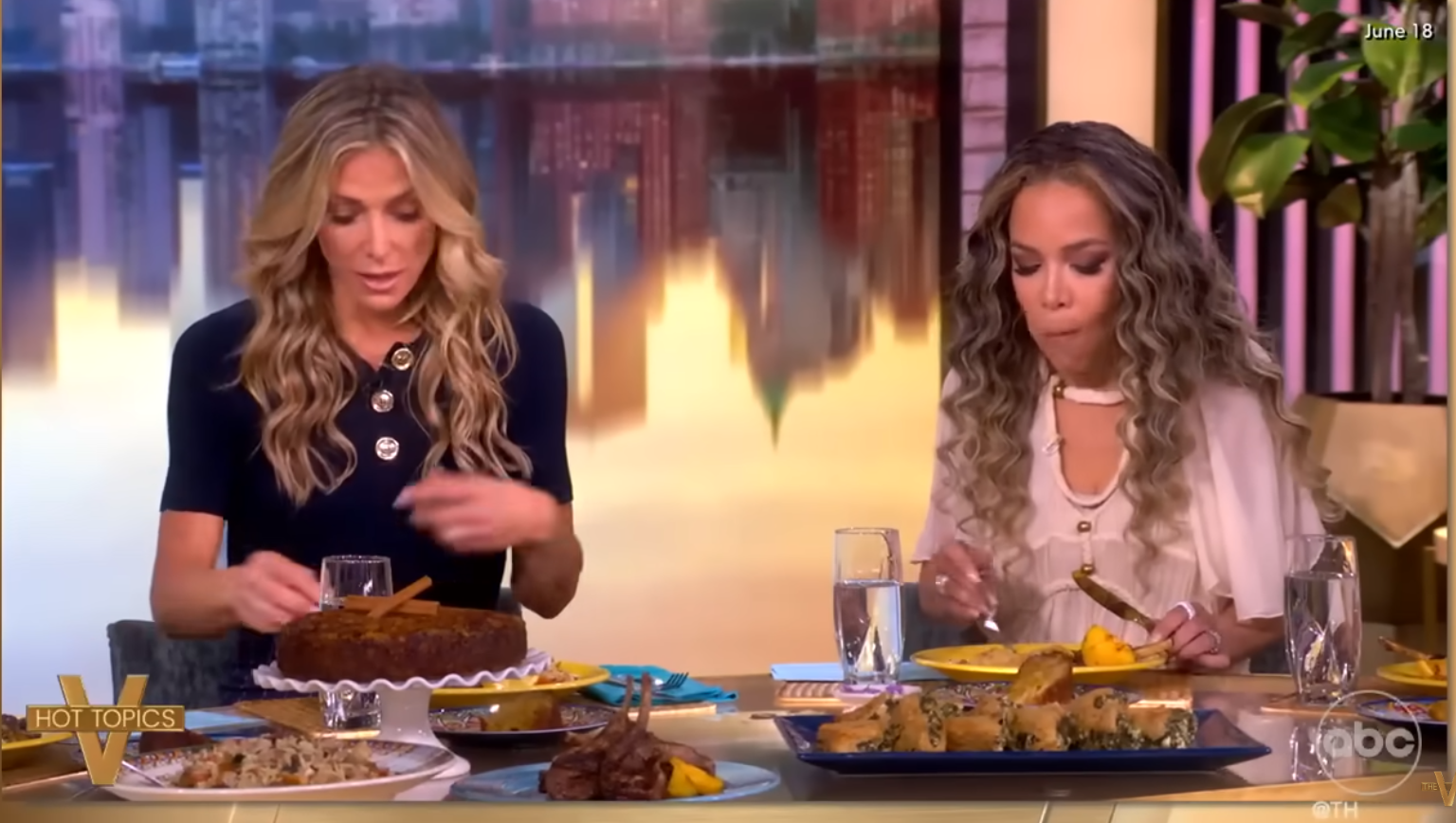 Debbie Matenopoulos promoting her cookbook while Sunny Hostin is about to eat the food that almost killed her, dated June 20, 2025 | Source: YouTube/TheView