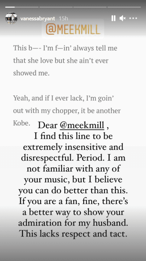 Vanessa Bryant addresses Meek Mill's lyrics about Kobe Bryant in his new song. | Photo: Instagram/Vanessabryant