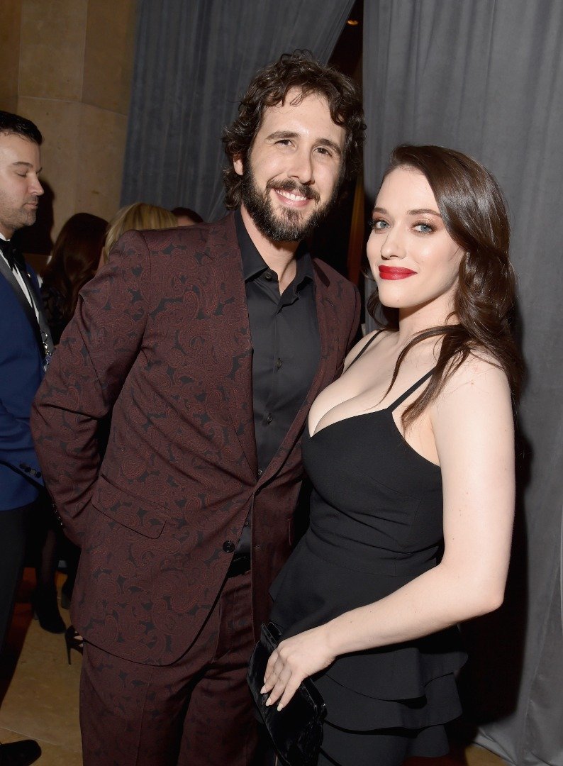 Josh Groban and actress Kat Dennings at the 2016 Pre-GRAMMY Gala and Salute to Industry Icons honoring Irving Azoff at The Beverly Hilton Hotel on February 14, 2016 in Beverly Hills, California. | Source: Getty Images
