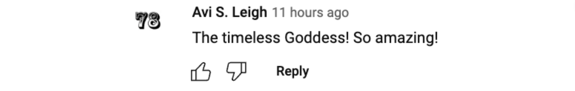 A comment left on a YouTube video posted in 2023 of Julie Newmar | Source: youtube.com/@CBSMornings