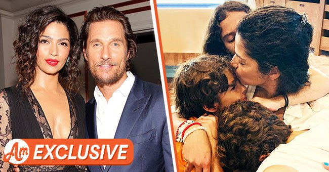 Camila Alves McConaughey and Matthew McConaughey on November 12, 2016 in Los Angeles, California [left] | Alves and her three children from a May 2019 Instagram post [right] | Source: Getty Images - Instagram.com/camilamcconaughey