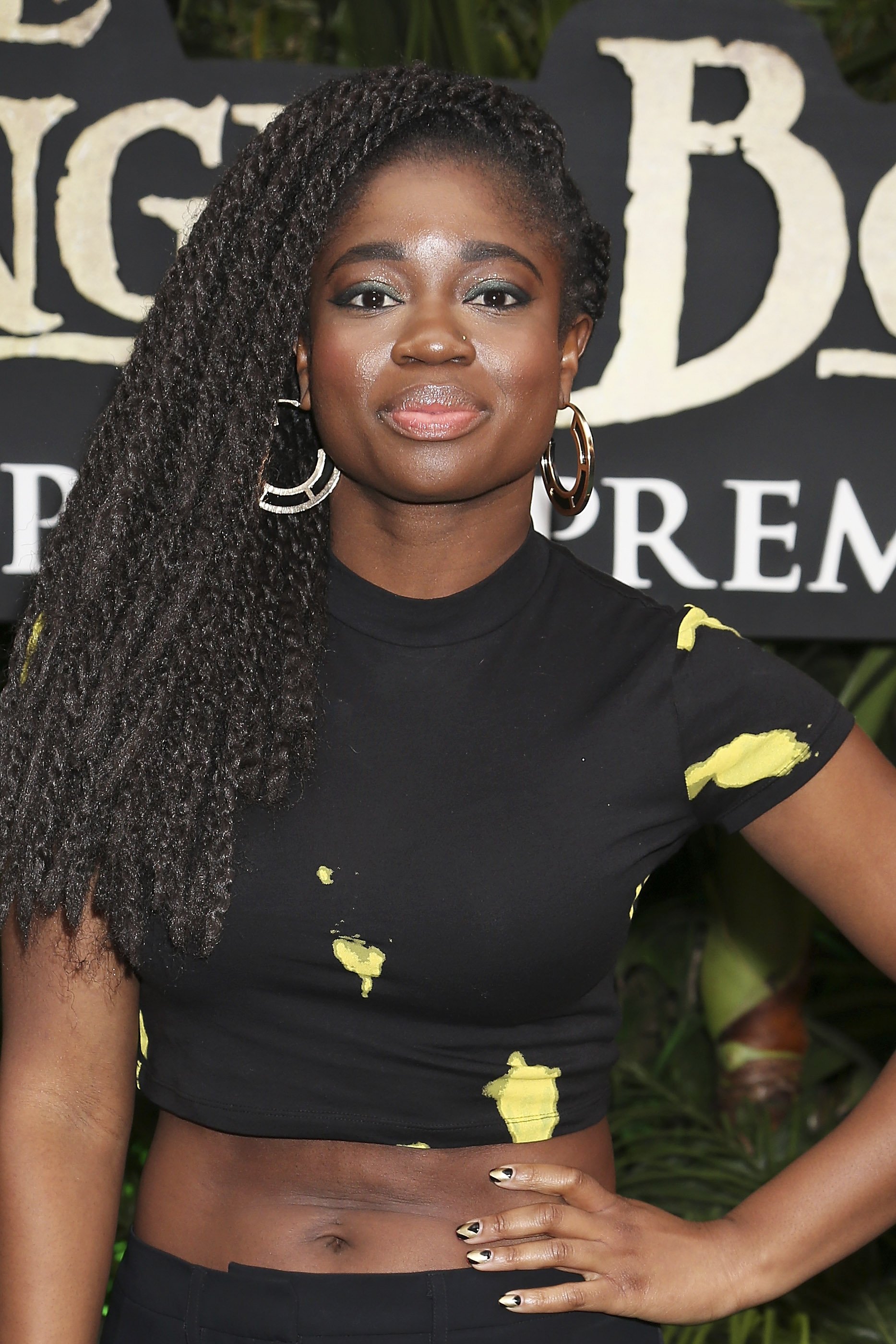 Clara Amfo wearing Marley two-strand twists at the premiere of "The Jungle Book" on April 13, 2016 in England | Source: Getty Images