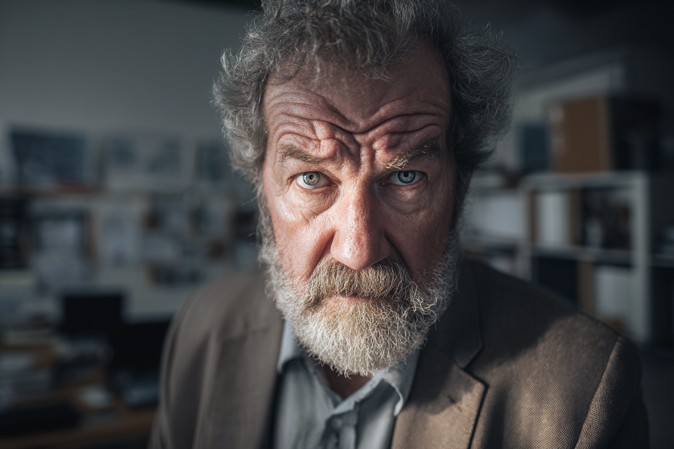 An older man looking straight ahead | Source: Midjourney